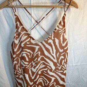 On Twelfth Animal Print Spaghetti Strap Tank Mob Wife Chic Medium Cami Brown
